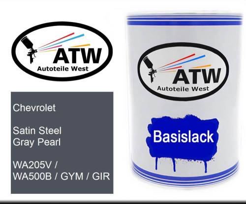 Chevrolet, Satin Steel Gray Pearl, WA205V / WA500B / GYM / GIR: 500ml Lackdose, von ATW Autoteile West.
